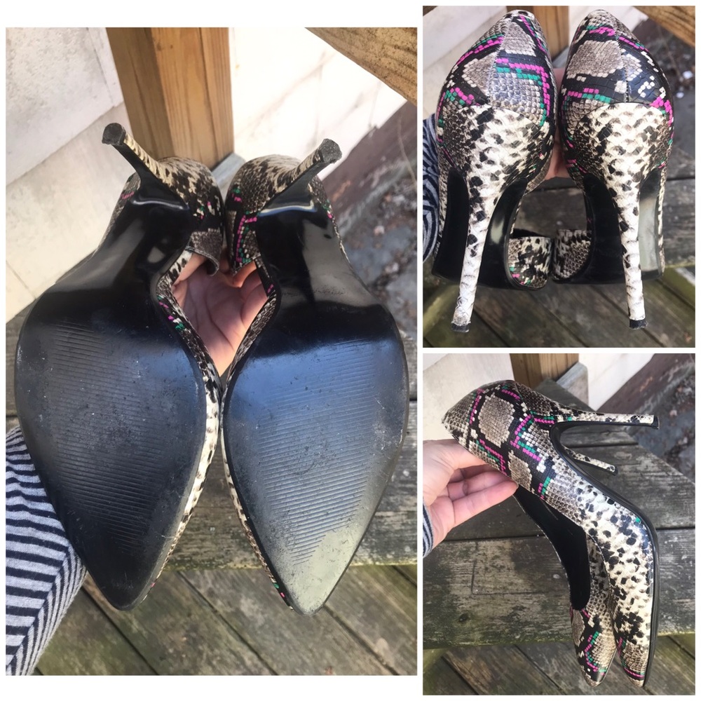 Multi-Color Bypass Snake Print Heels - image 2